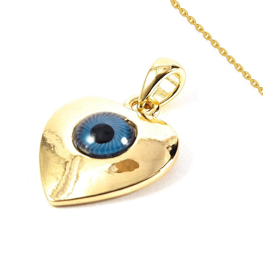 Oriental eye heart pendant and chain necklace