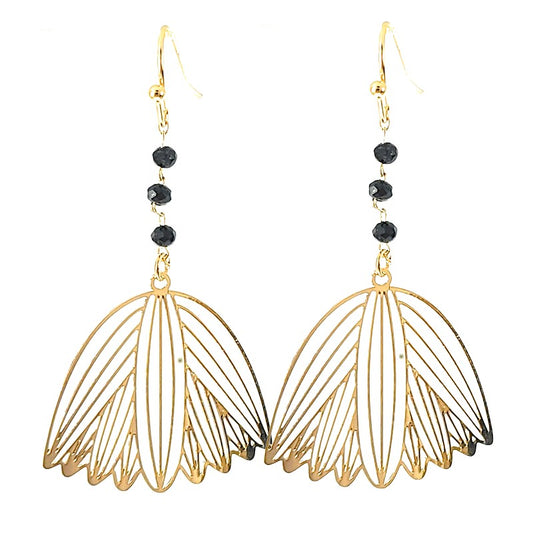Fancy gold falling pearl earrings