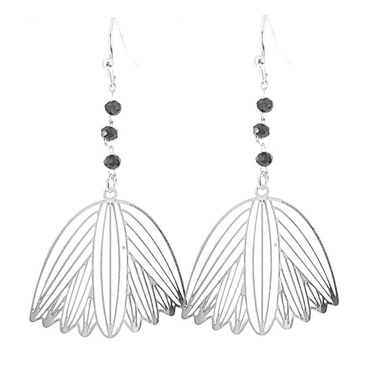 Fancy silver drop pearl earrings