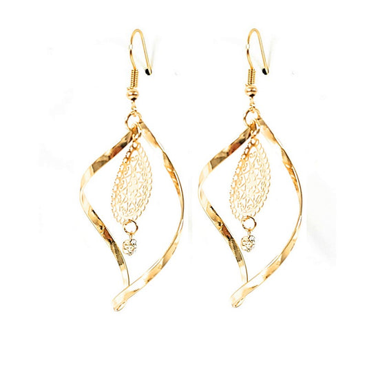 Fancy gold-colored drop earrings