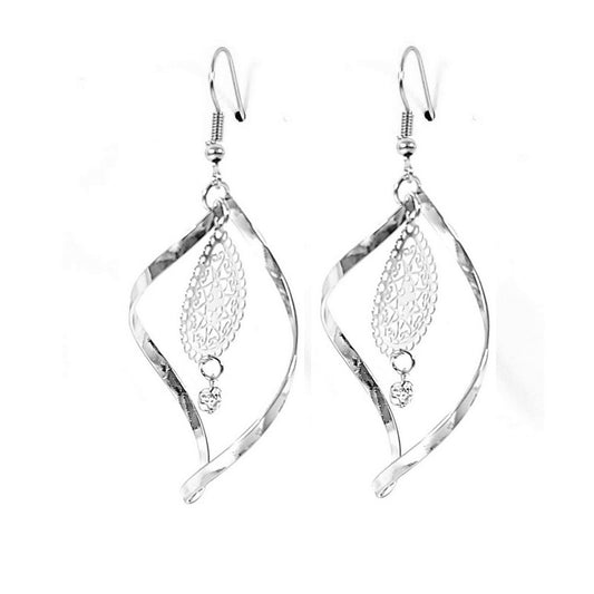 Fancy silver-colored drop earrings