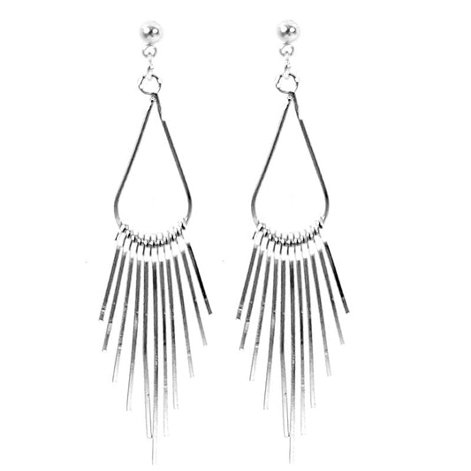 Fancy silver-colored drop earrings
