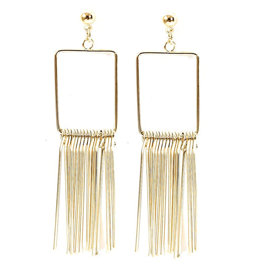 Fancy square drop earrings in gold color