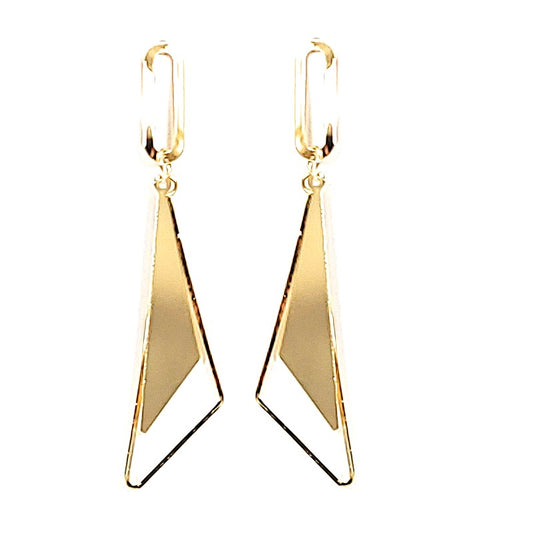 Gold-colored geometric drop earrings