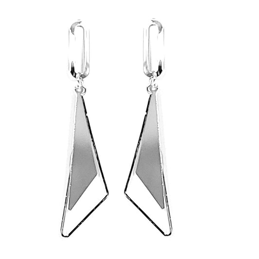 Fancy geometric drop earrings in silver color