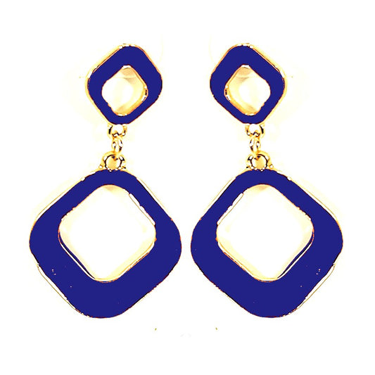Fancy earrings falling square blue color