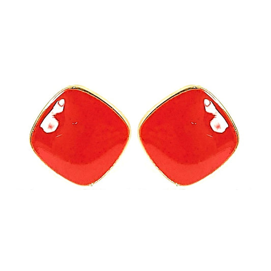 Boucles d'oreilles fantaisie carré couleur rouge