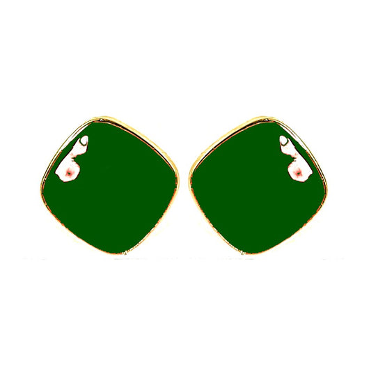 Green square fancy earrings
