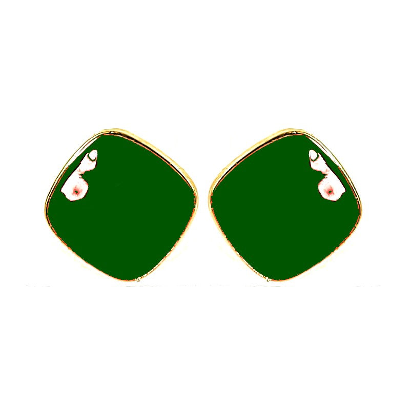 Boucles d'oreilles fantaisie carré couleur vert