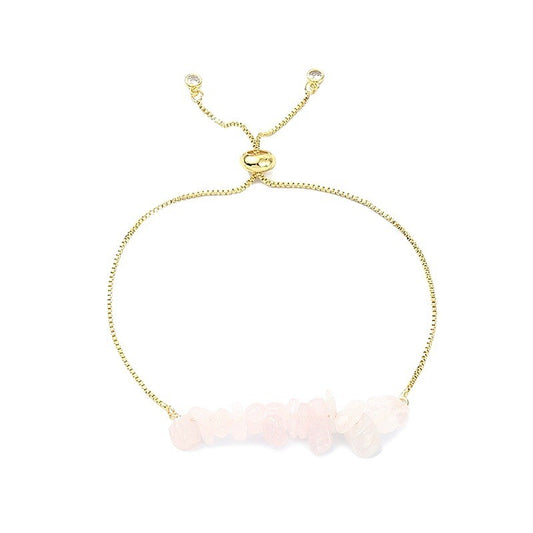 Bracelet for men or women - gold - natural white quartz stones