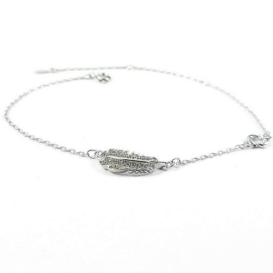 Soft rhodium-plated bracelet for women leaf