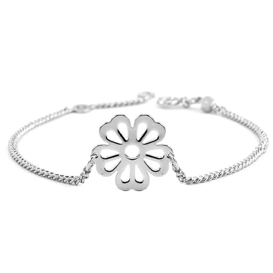 Soft rhodium-plated bracelet for women in the shape of a rosette