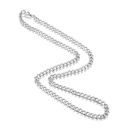 Stainless steel curb chain necklace - Silver color 50 cm - 5 mm