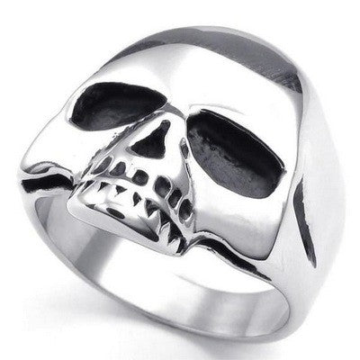 316 Steel Ring - Silver Color - Half 'Skull'