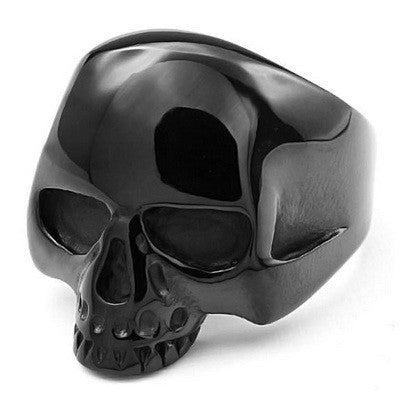 316 Steel Ring - Black Color - Half 'Skull'