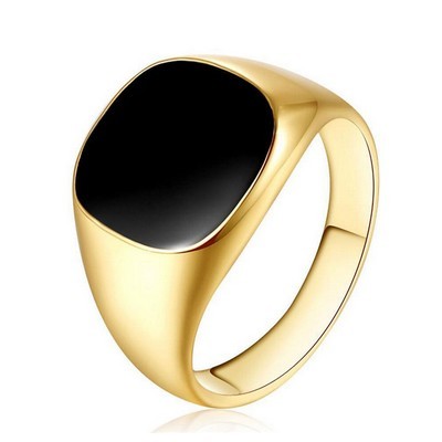 316 Steel Ring - Square Knight - Gold Color