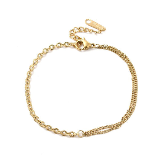 Soft gold double chain bracelet