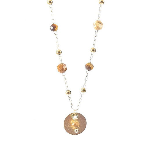 Stainless steel necklace with natural jasper stone charm