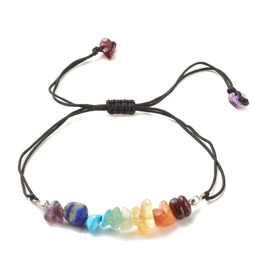 Bracelet for men or women - natural stones 7 chakras nylon threads