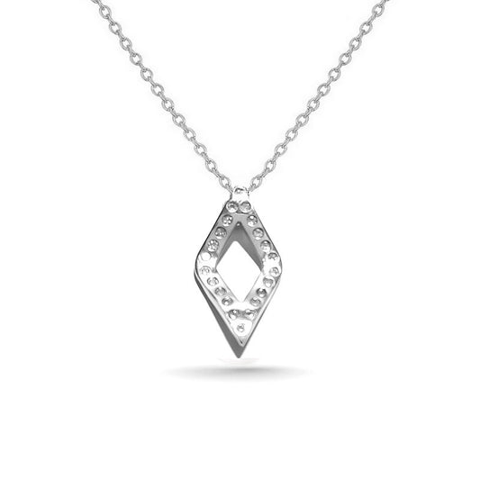 Rhodium-plated chain necklace and diamond pendant