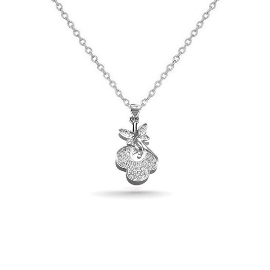 Rhodium-plated chain necklace and butterfly pendant