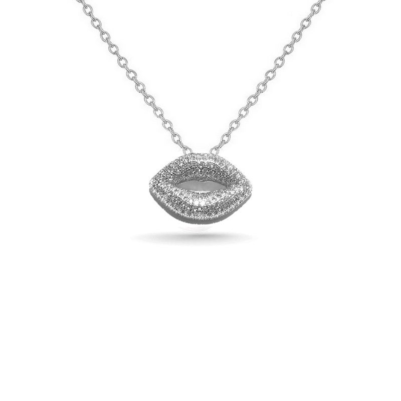 Rhodium-plated chain necklace and mouth pendant