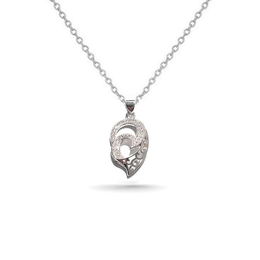 Rhodium-plated chain necklace and spiral pendant