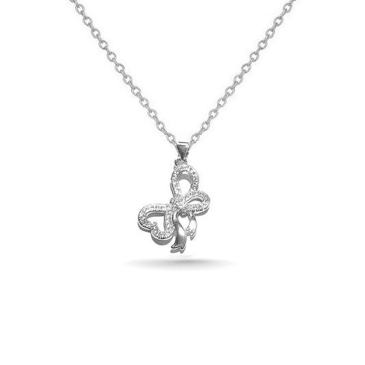 Rhodium-plated chain necklace and knot pendant