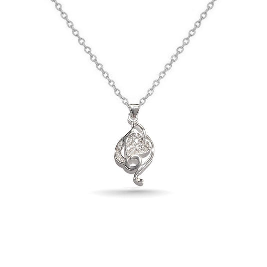 Rhodium-plated chain necklace and heart pendant