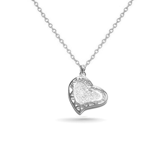 Rhodium-plated chain necklace and heart pendant