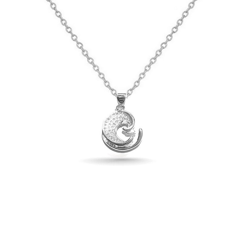 Rhodium-plated chain necklace and rooster pendant