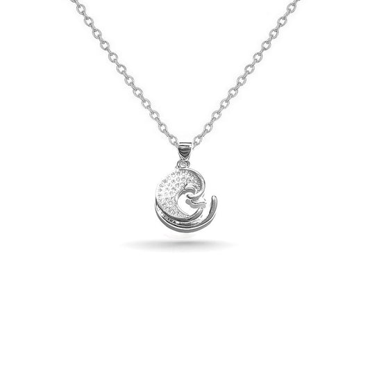 Rhodium-plated chain necklace and rooster pendant