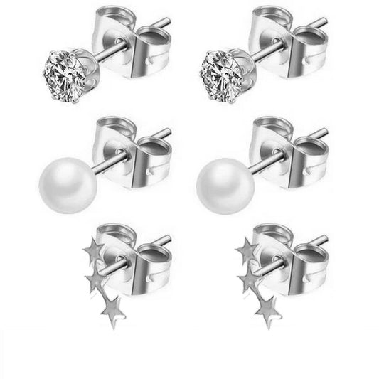 Women's or children's earrings - Silver stainless steel - stars