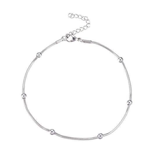 Stainless steel bracelet with silver beads