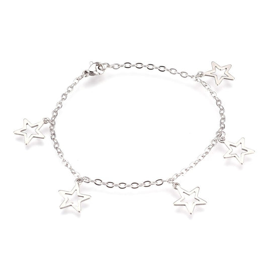 Stainless steel bracelet with star charms