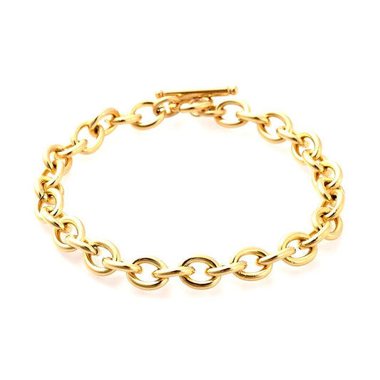 8mm stainless steel bracelet with gold toggle clasp