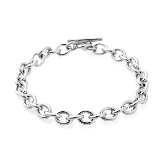 8mm stainless steel bracelet with silver toggle clasp