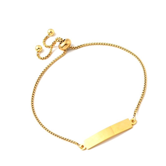 Gold curb sliding stainless steel bracelet