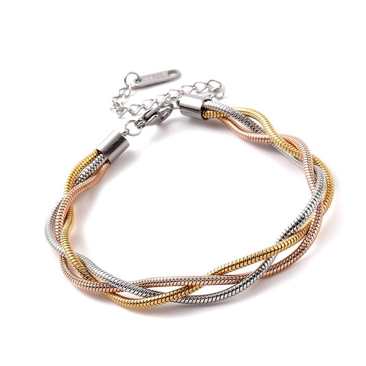 Stainless steel bracelet 3 gold strands