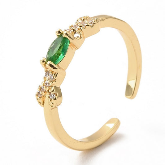 Green CZ Diamond Adjustable Women's Ring