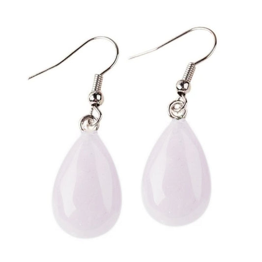Natural stone rose quartz drop earrings