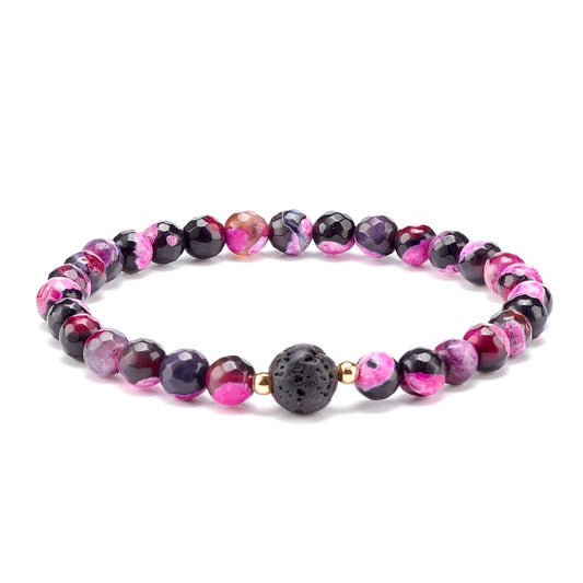 Bracelet for men or women - natural stone fire agate and lava