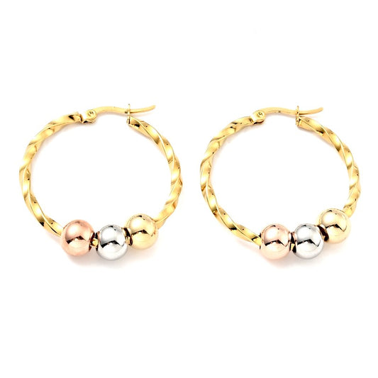 Women's earrings in gold stainless steel Creoles 3 golds