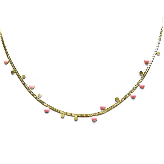 Stainless steel pink choker necklace