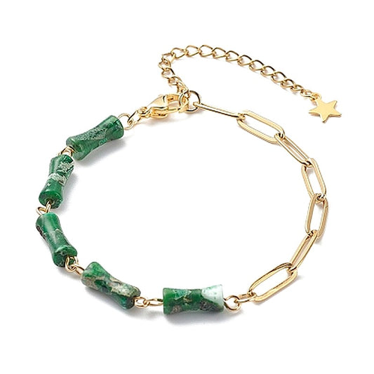 Bracelet for men or women - natural green jasper stones