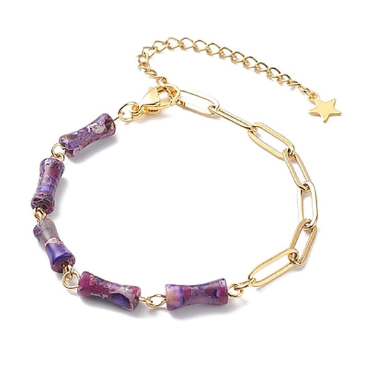 Bracelet for men or women - natural purple jasper stones