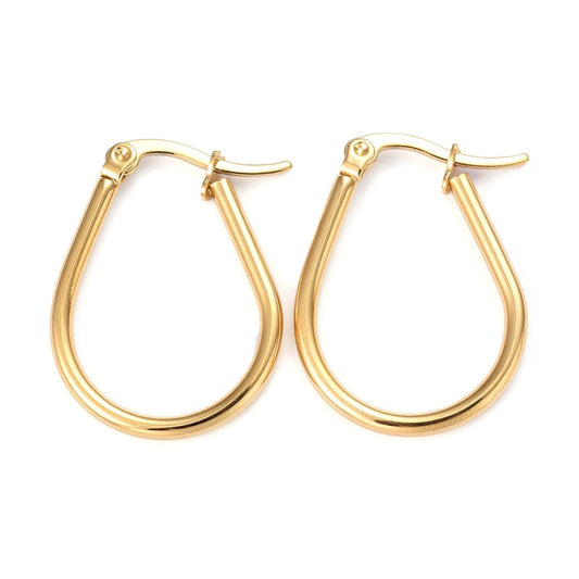 Women's earrings in gold stainless steel Creole drops