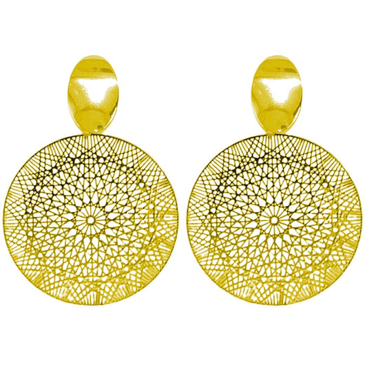 Fancy gold-colored filigree earrings