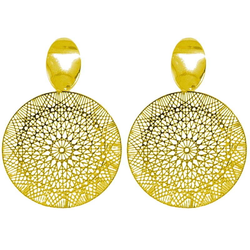 Fancy gold-colored filigree earrings
