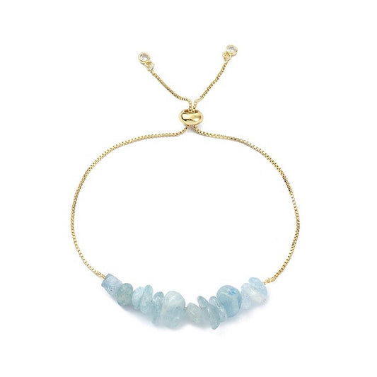 Bracelet for men or women - gold - natural aquamarine stones
